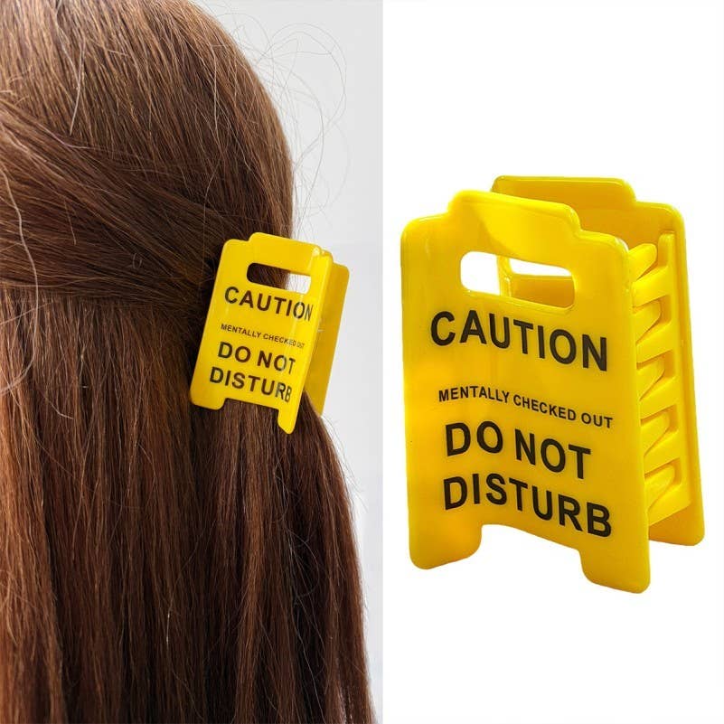 Funny Caution Sign Hair Claw Clip