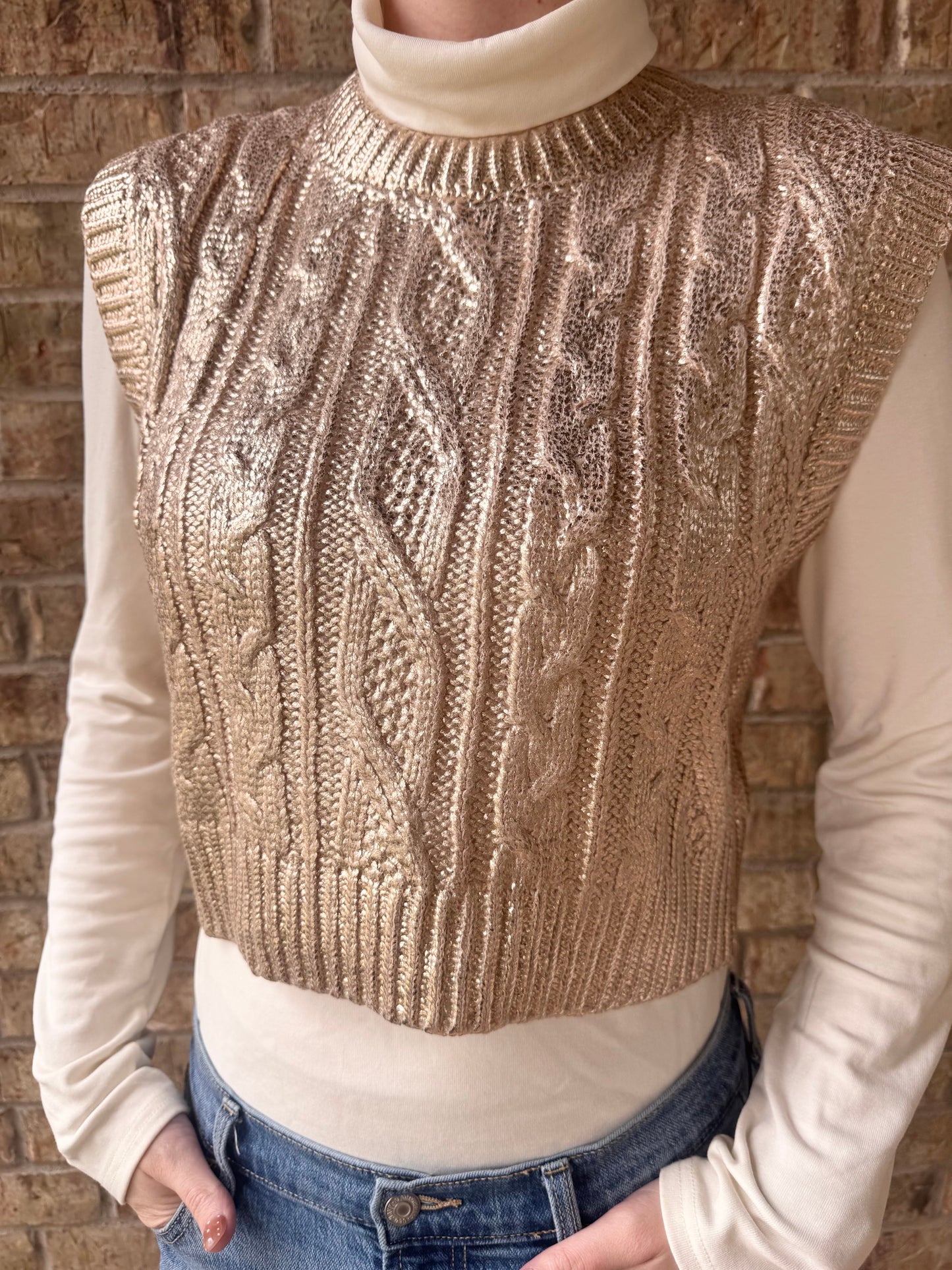 Metallic Cable Knit Sweater