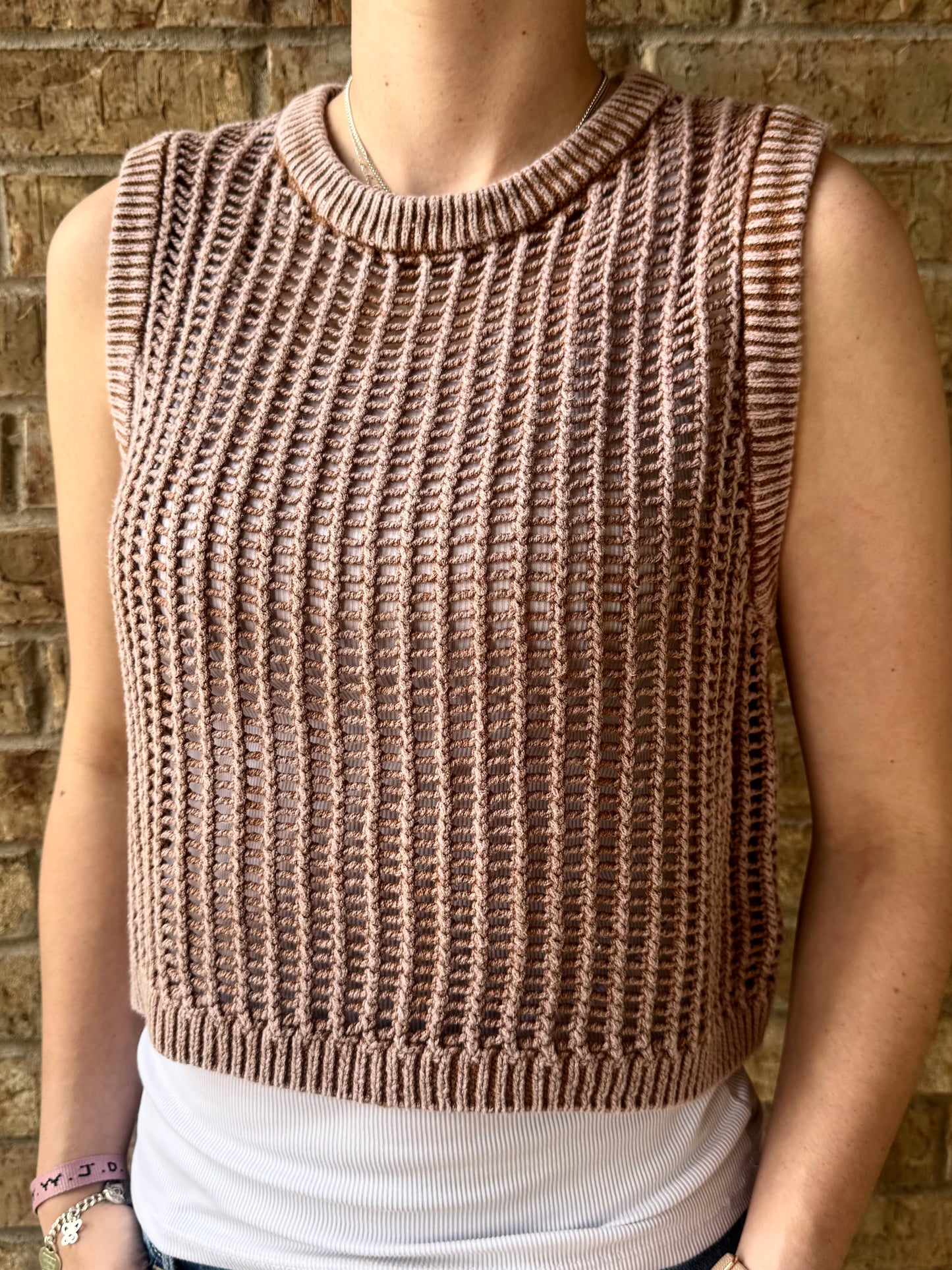 Open Knit Sweater Vest
