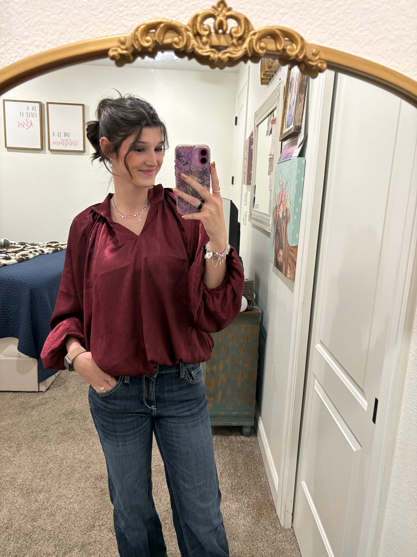 Flowy Wine Blouse