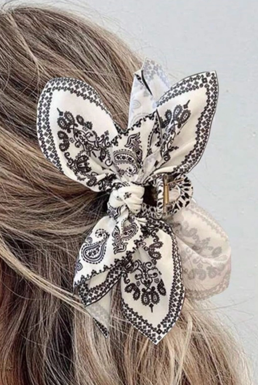 Paisley Floral Print Bow Knot Hair Clip
