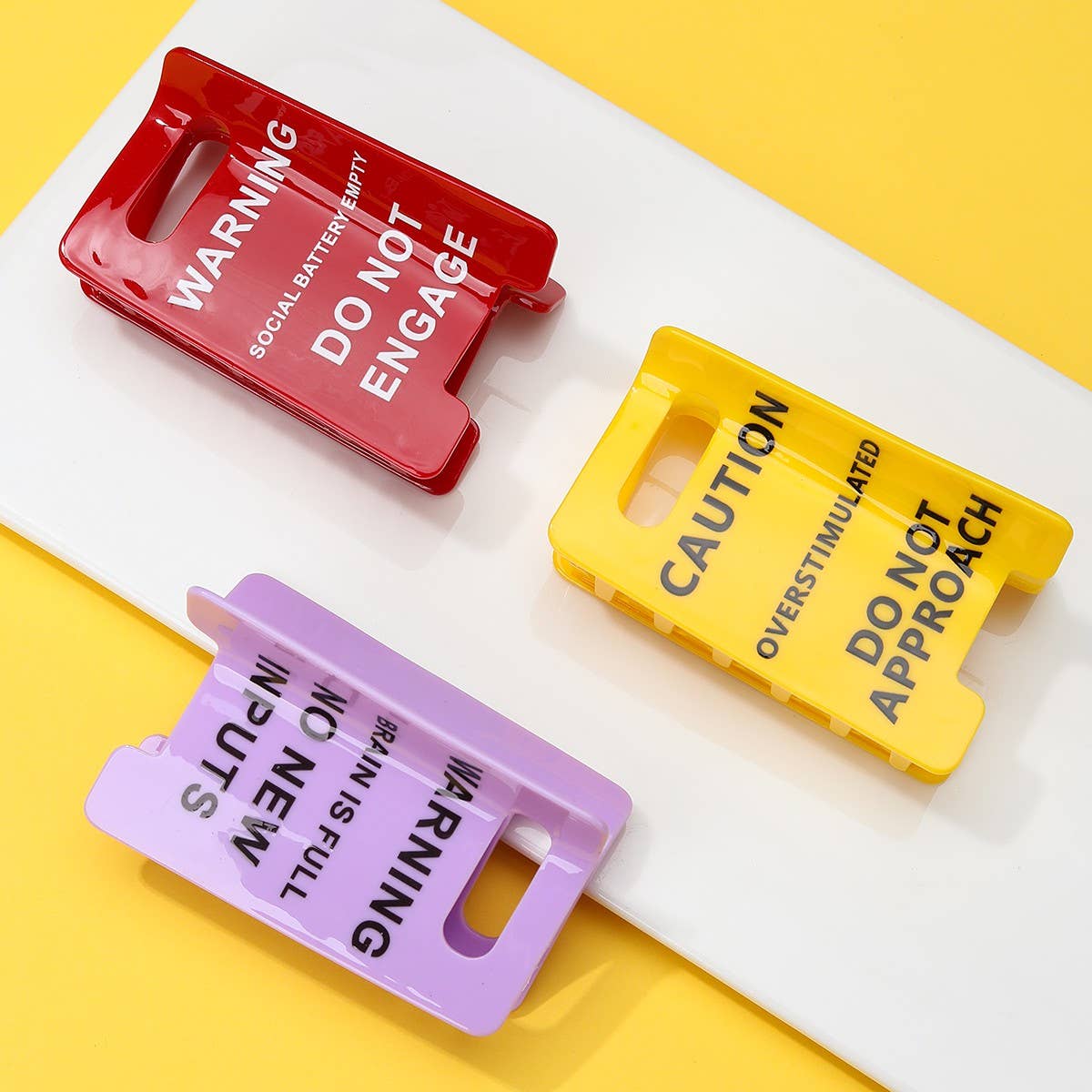 Funny Caution Sign Hair Claw Clip