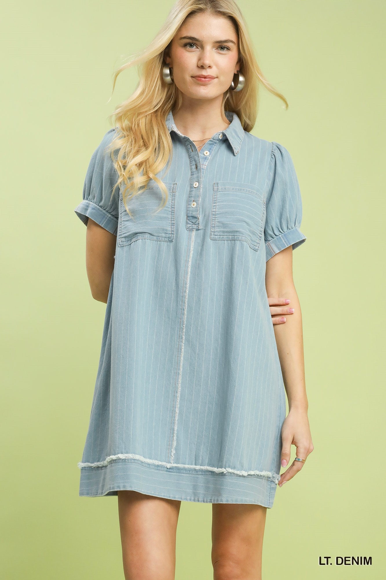 Denim Stripe Polo Mini Dress