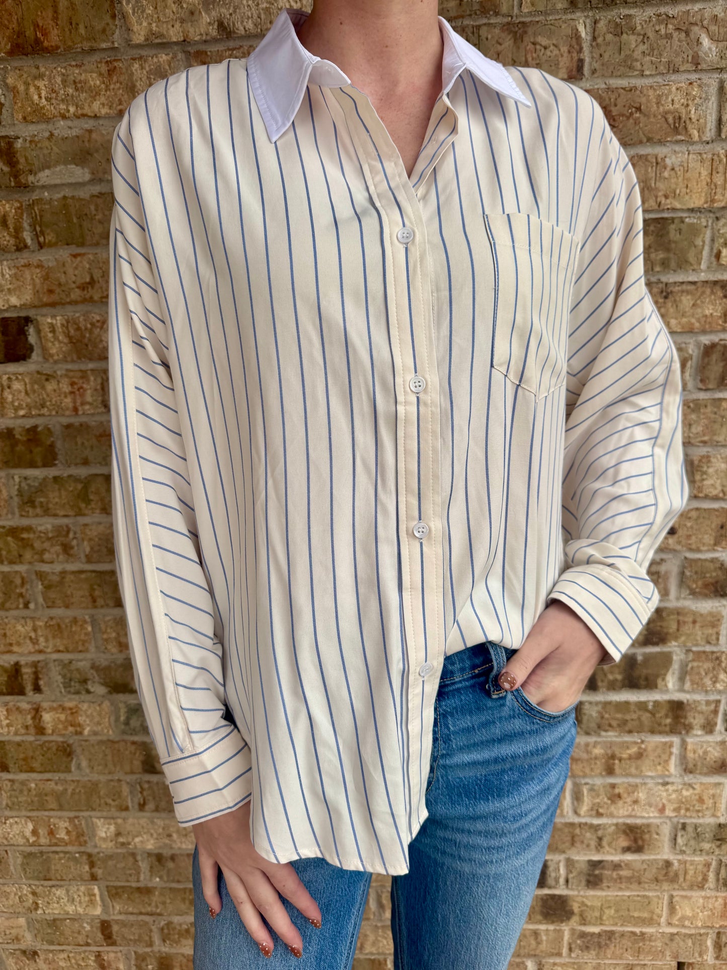 Sophisticated Stripe Button Up