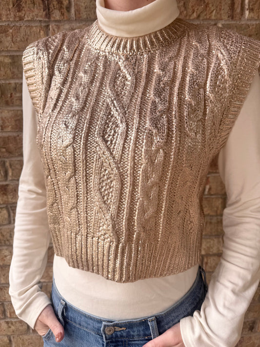 Metallic Cable Knit Sweater