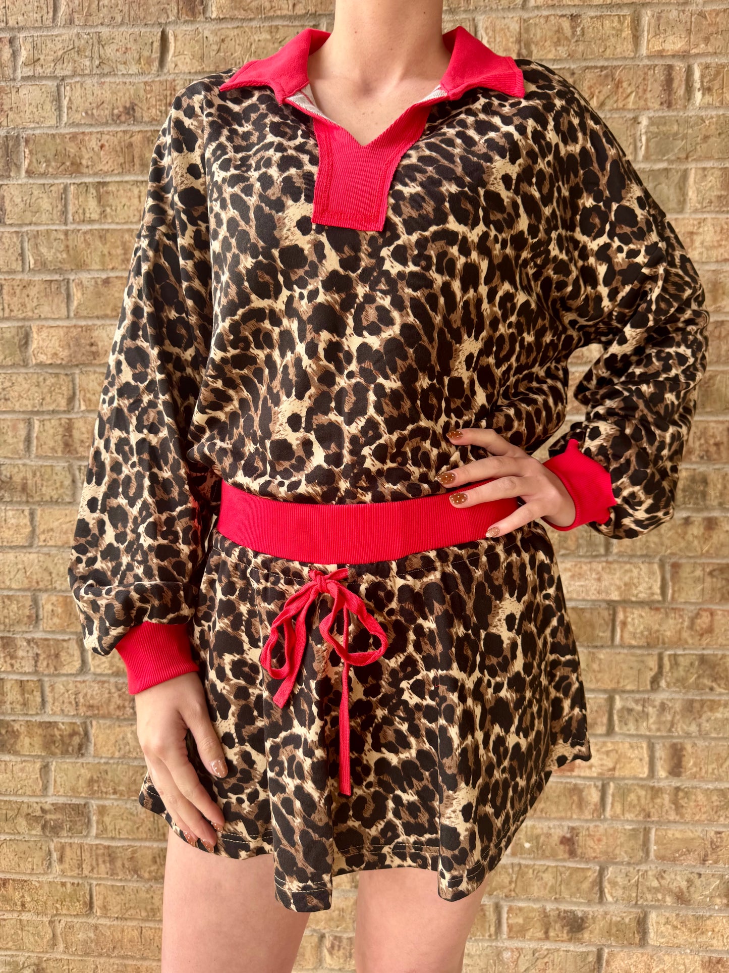 Leopard Contrast Skort Set