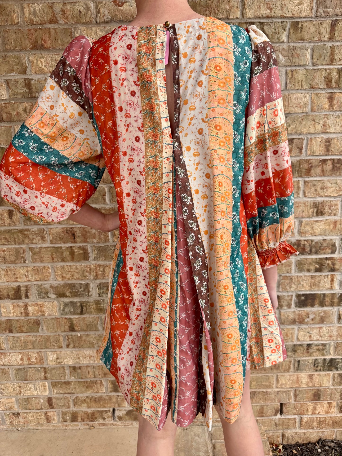 Fall Feeling Stripe Mix Print Dress