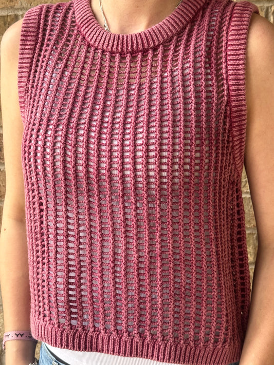 Open Knit Sweater Vest