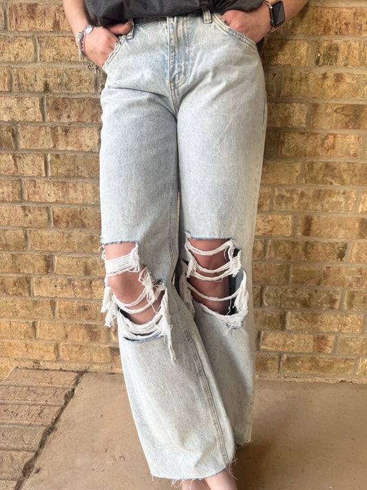 Distressed Baggy Wide leg Jeans