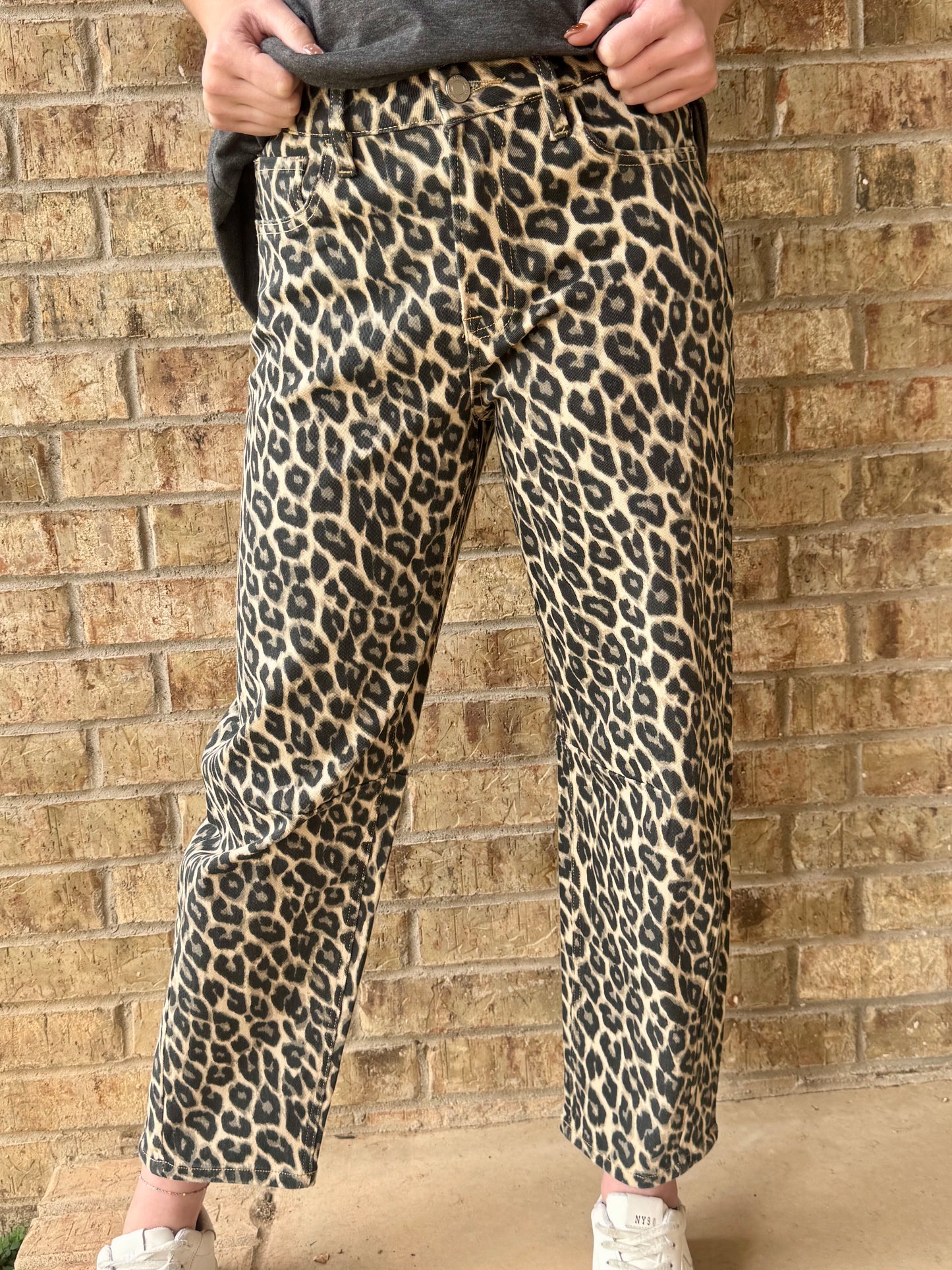 Leopard Barrel Jean