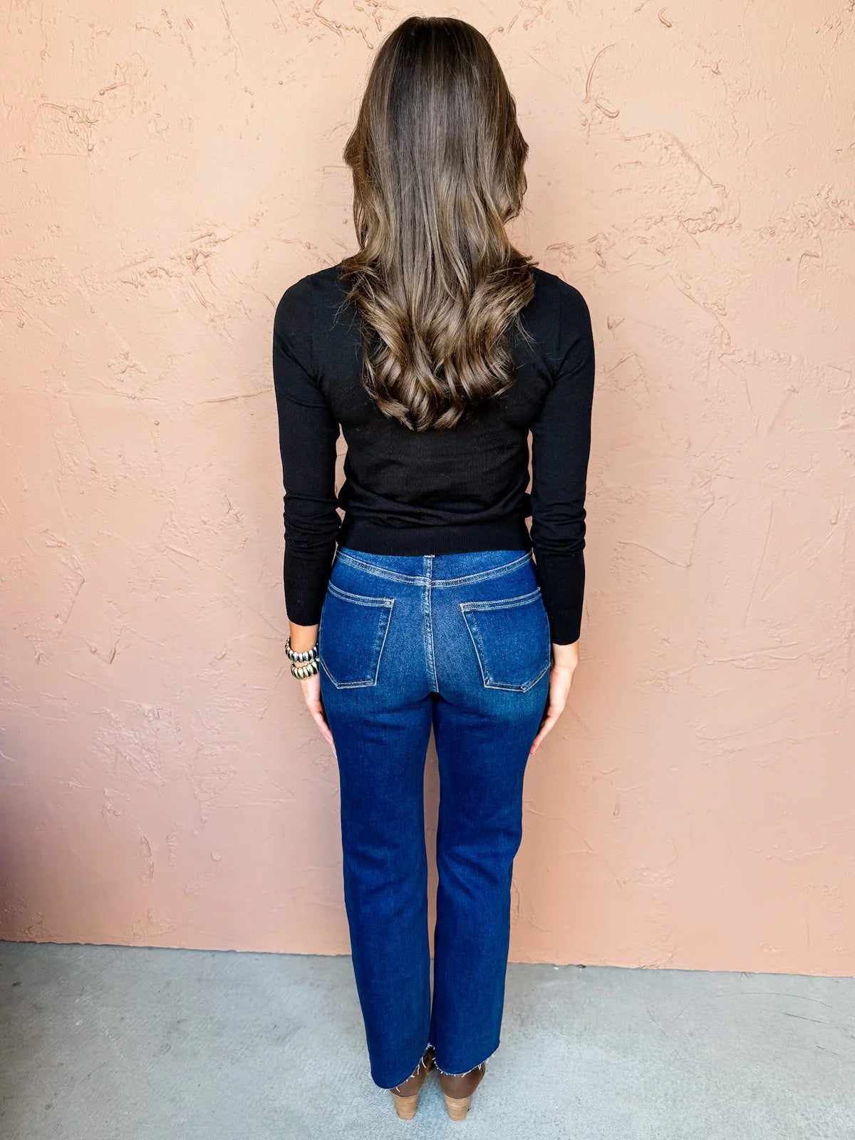 Mock Neck Long Sleeve Sweater Top Black