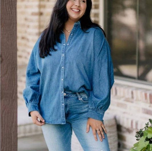 The Perfect Button Down Denim Top