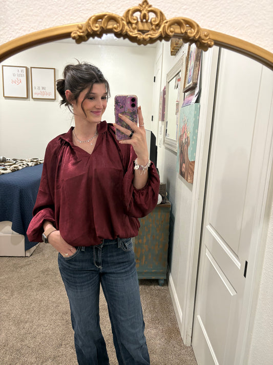 Flowy Wine Blouse