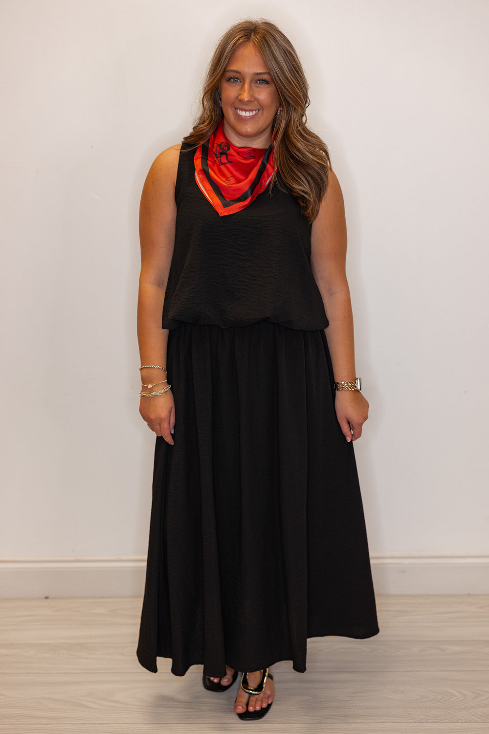Black Bubble Maxi Skirt Set