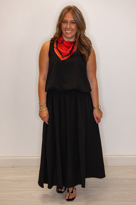 Black Bubble Maxi Skirt Set