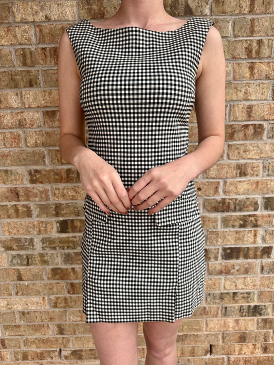 Gingham Sleeveless Mini Dress