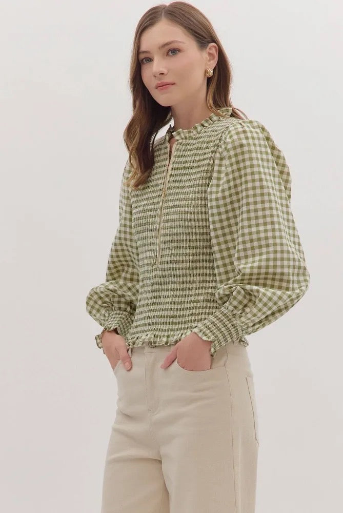 Autumn Breeze Gingham Blouse