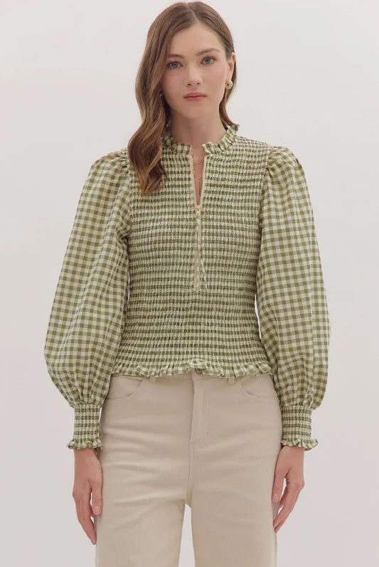 Autumn Breeze Gingham Blouse