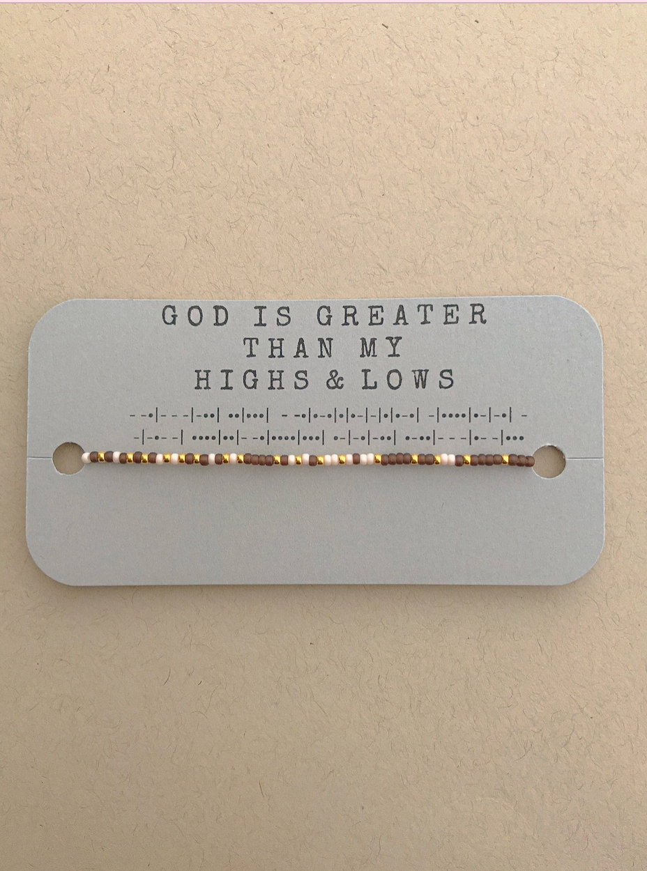 God Is Greater Than My Highs and Lows Morse Code Bracelet