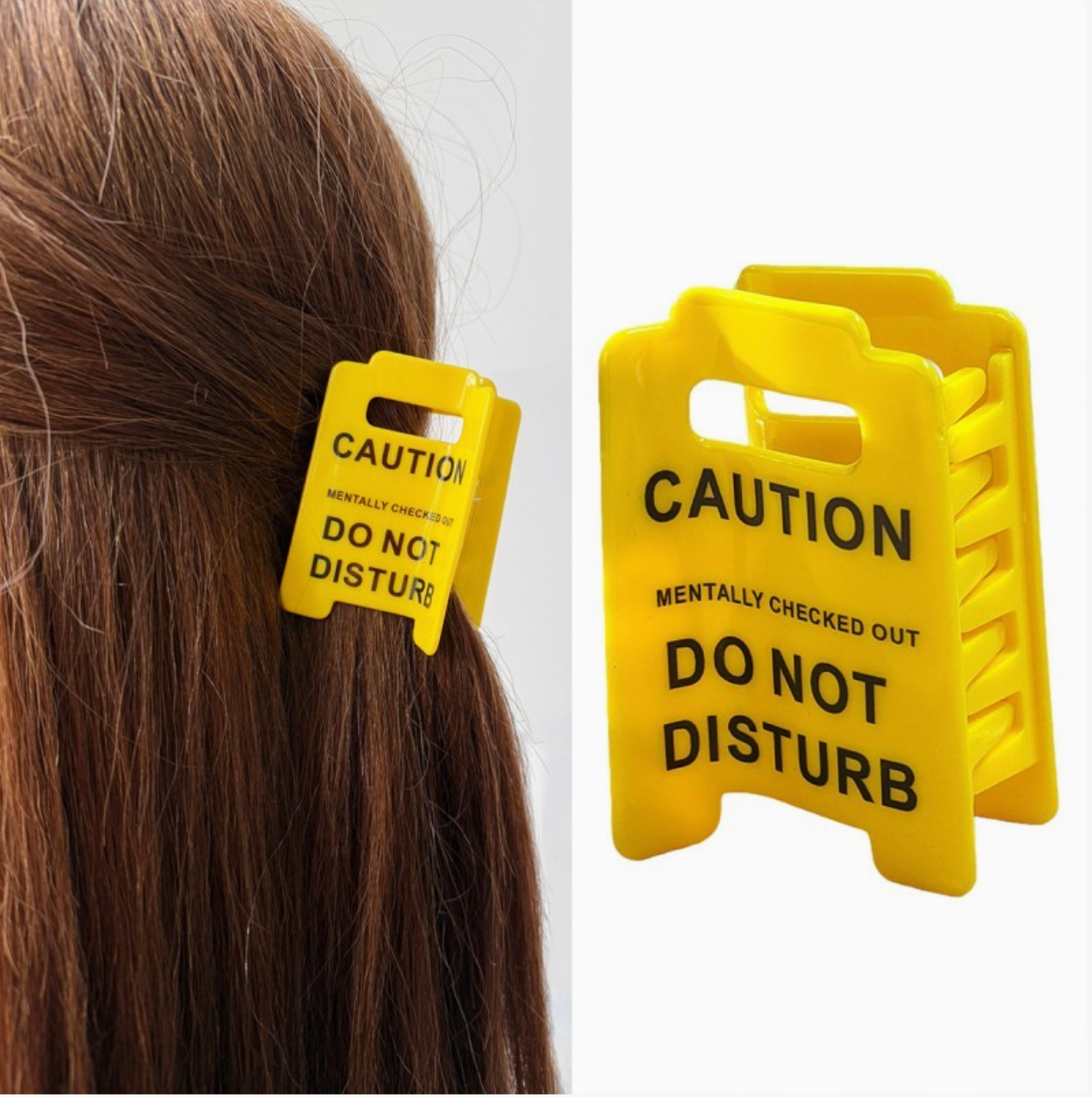 Caution Sign Hair Clips