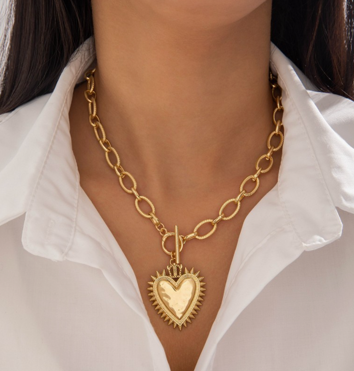 Spiked Heart Chunky Necklace
