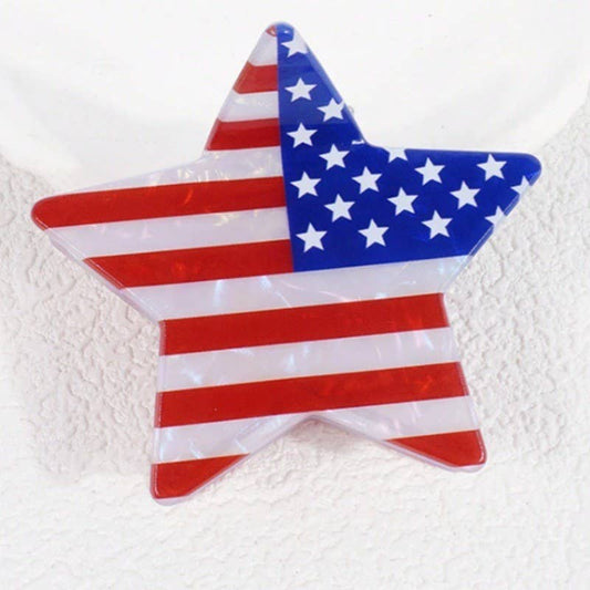 USA FLAG 4TH OF JULY STAR HAIR CLAW  CLIP